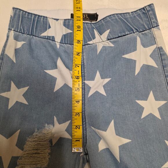 L&B Lucky and Blessed Retro Boho American Stars Pull-on Wide Leg Flare Jeans, SM - Picture 9 of 10